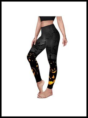 Halloween 3D Print High Waist Leggings Stretchy Yoga Pants Skull Pumpkin